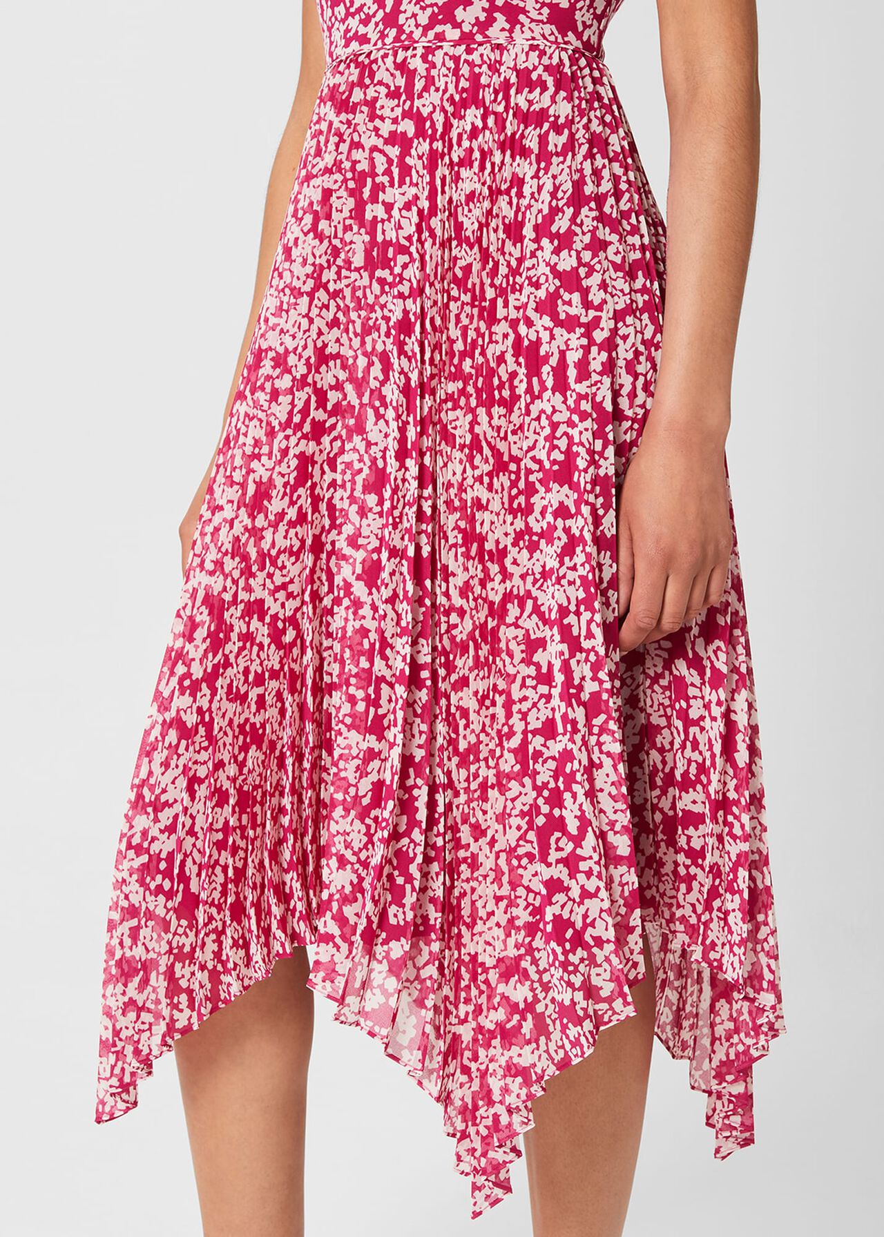 Talisa Pleated Midi Dress, Magenta Ivory, hi-res