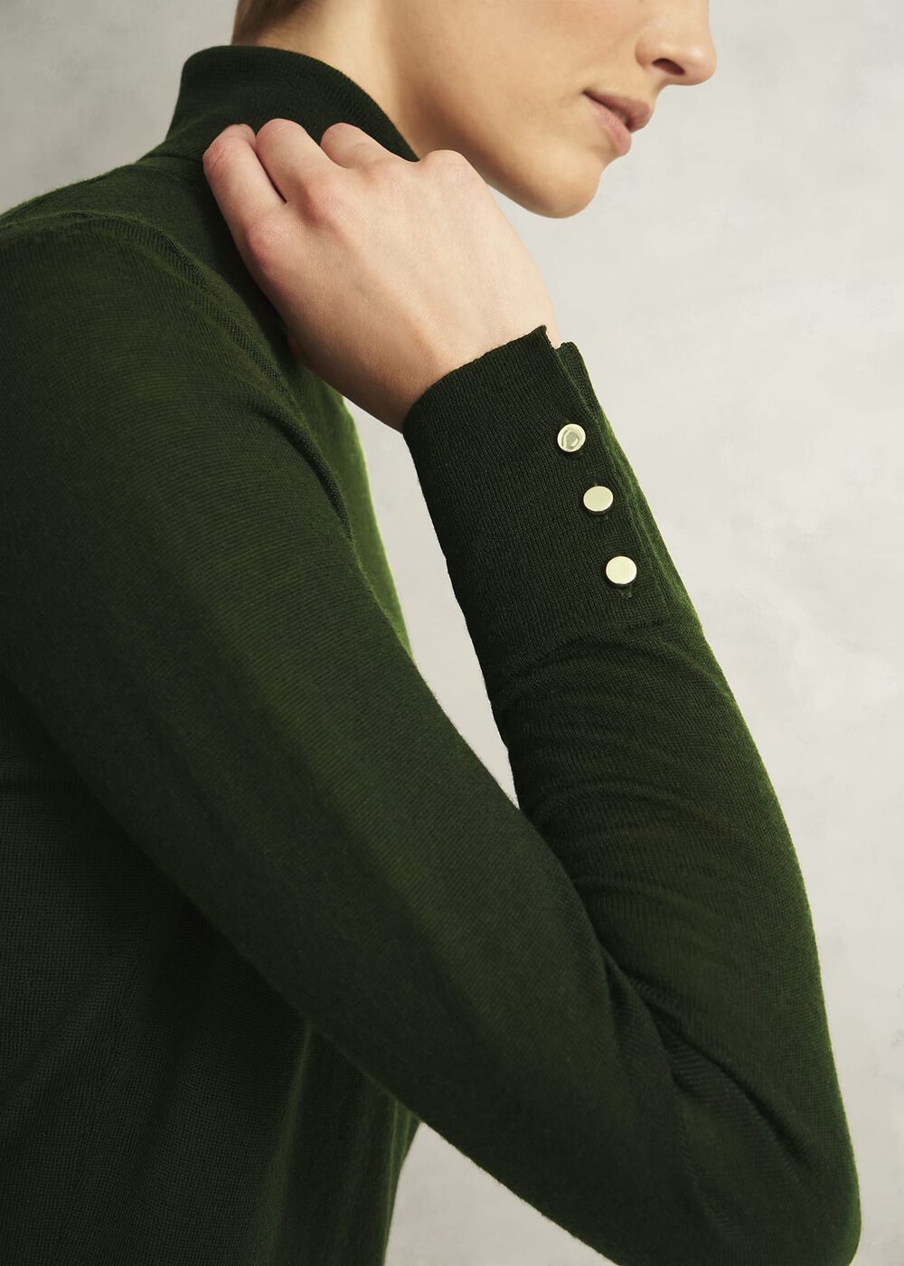Lara Merino Rollneck Sweater, Yew Green, hi-res