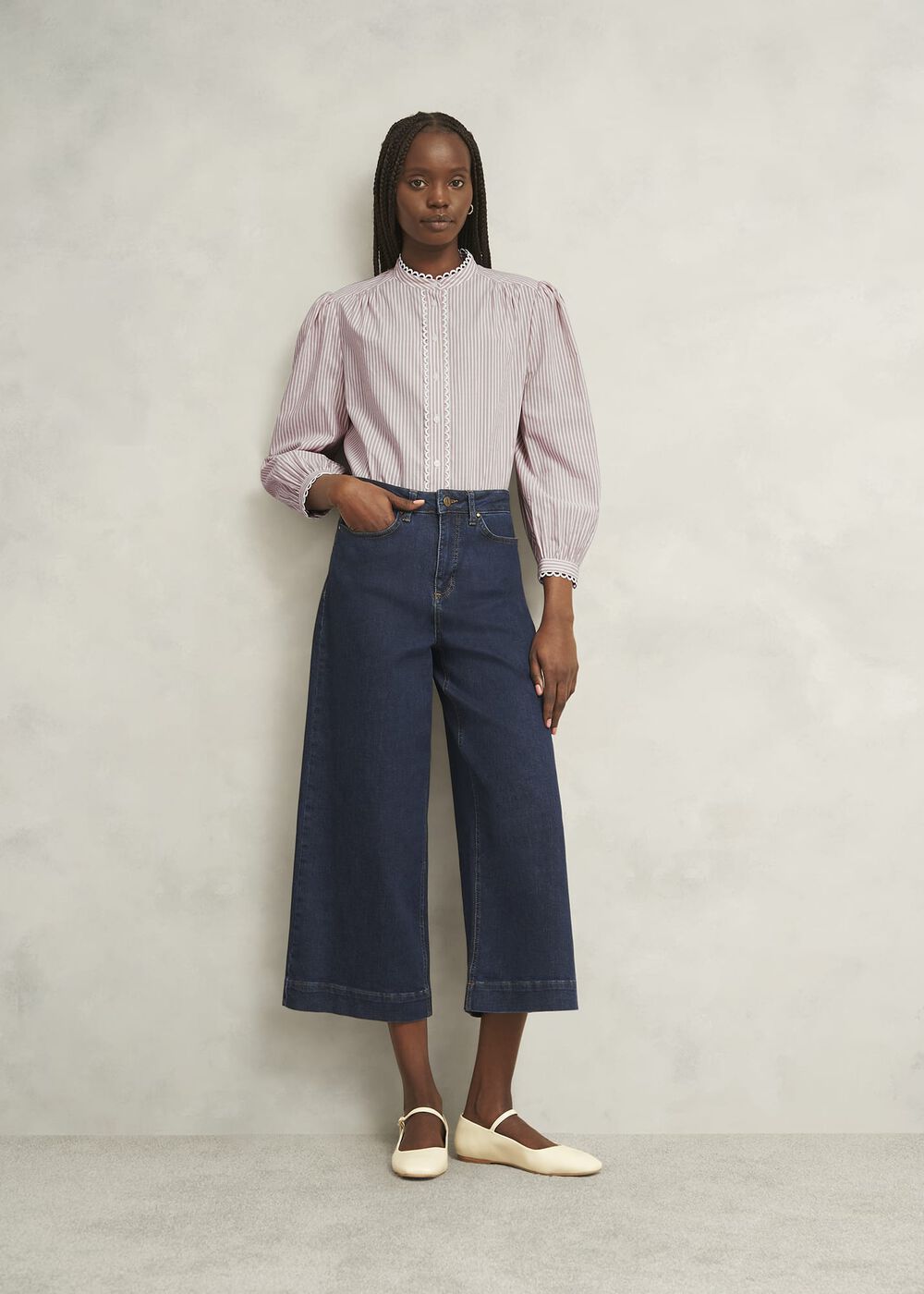 Becca Cotton Stripe Blouse, Neutral Stripe, hi-res