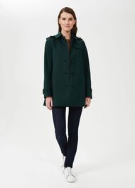 Hooded Chrissie Trench Coat, Fern Green, hi-res