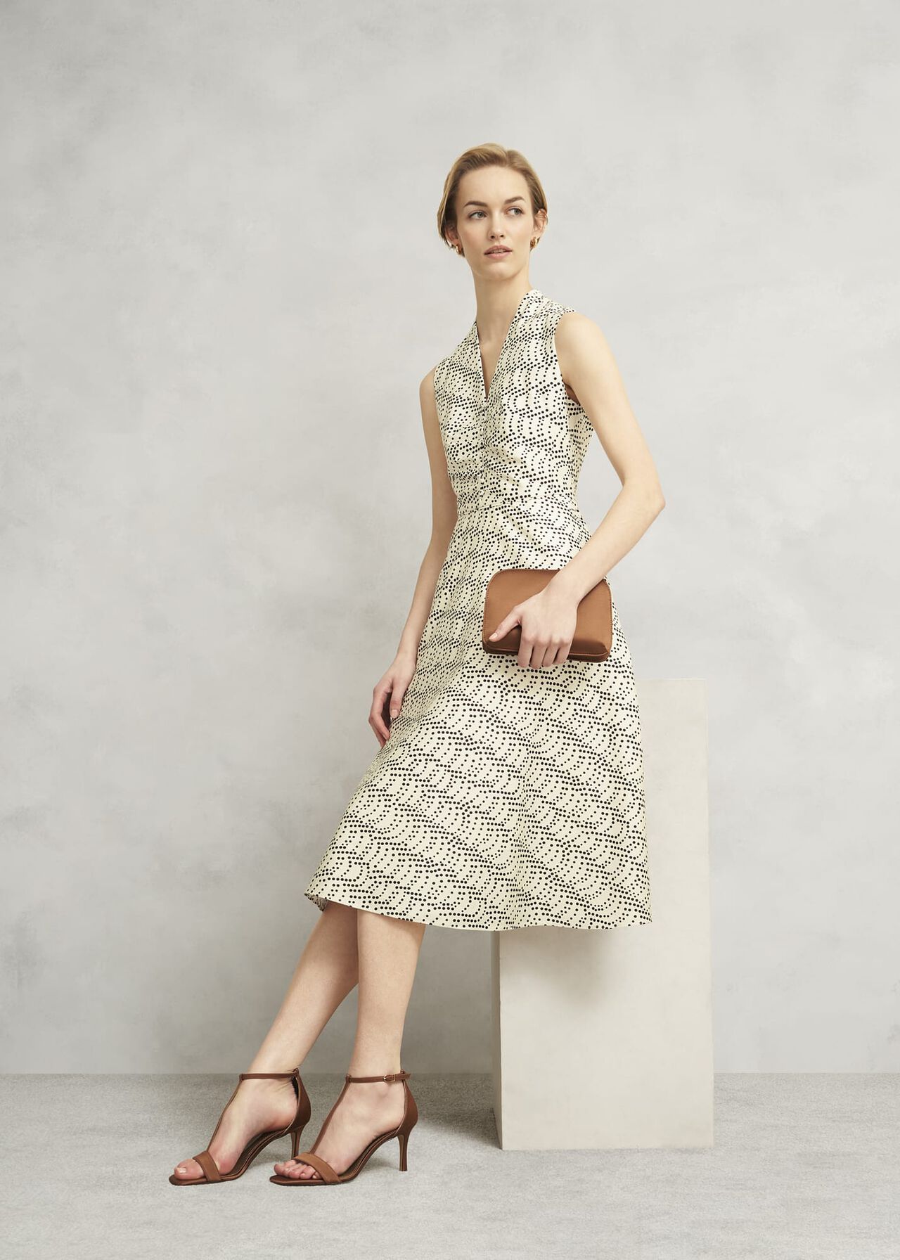 Ruthie Spot Dress, Cream Black, hi-res