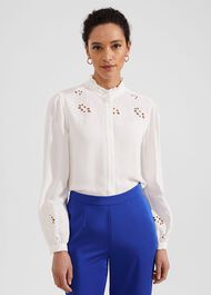 Ada Embroidered Top, Ivory, hi-res