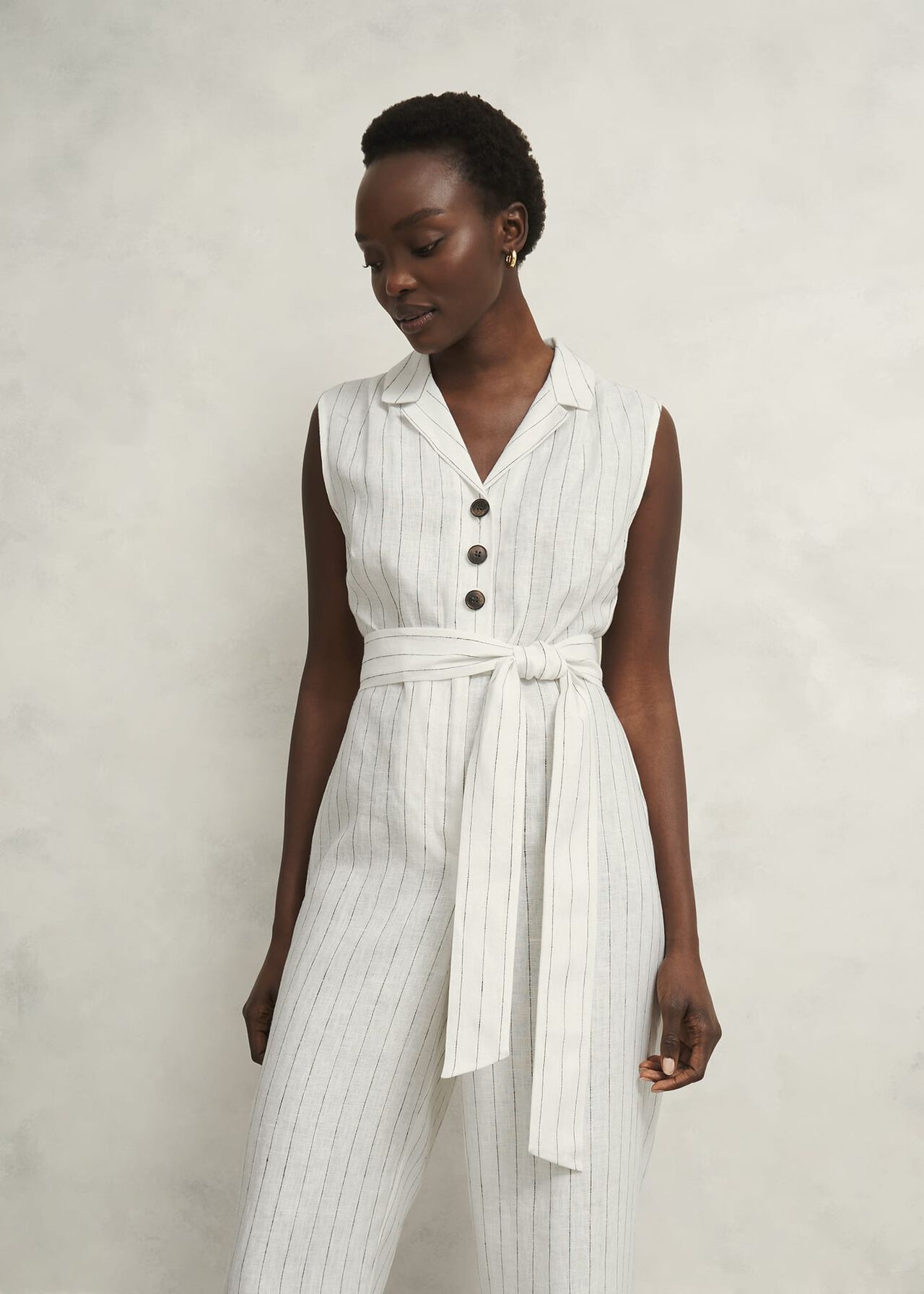 Midi pink linen summer dress women 5734