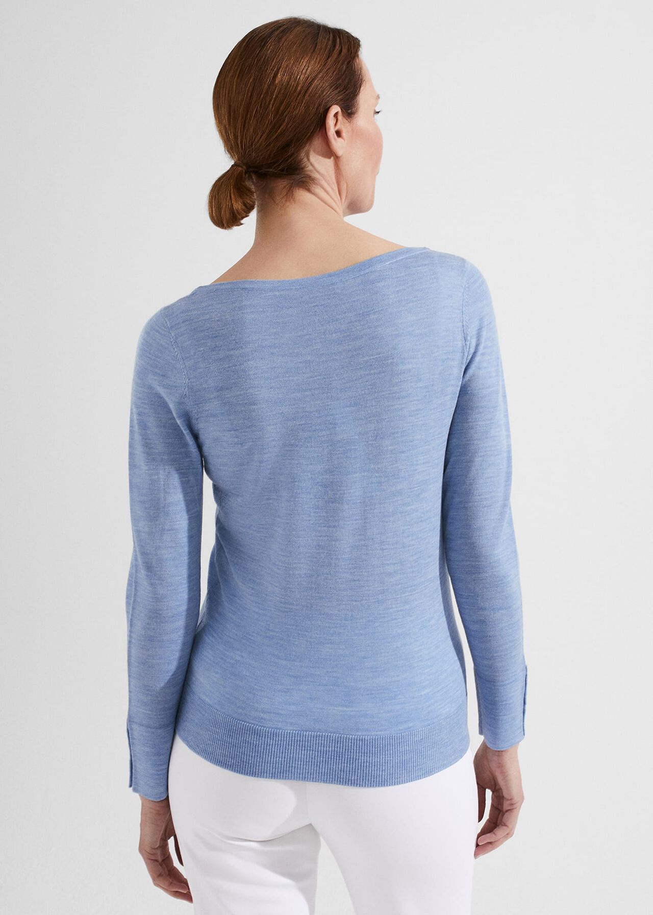 Perla Merino Wool Jumper, Mid Shade Blue, hi-res