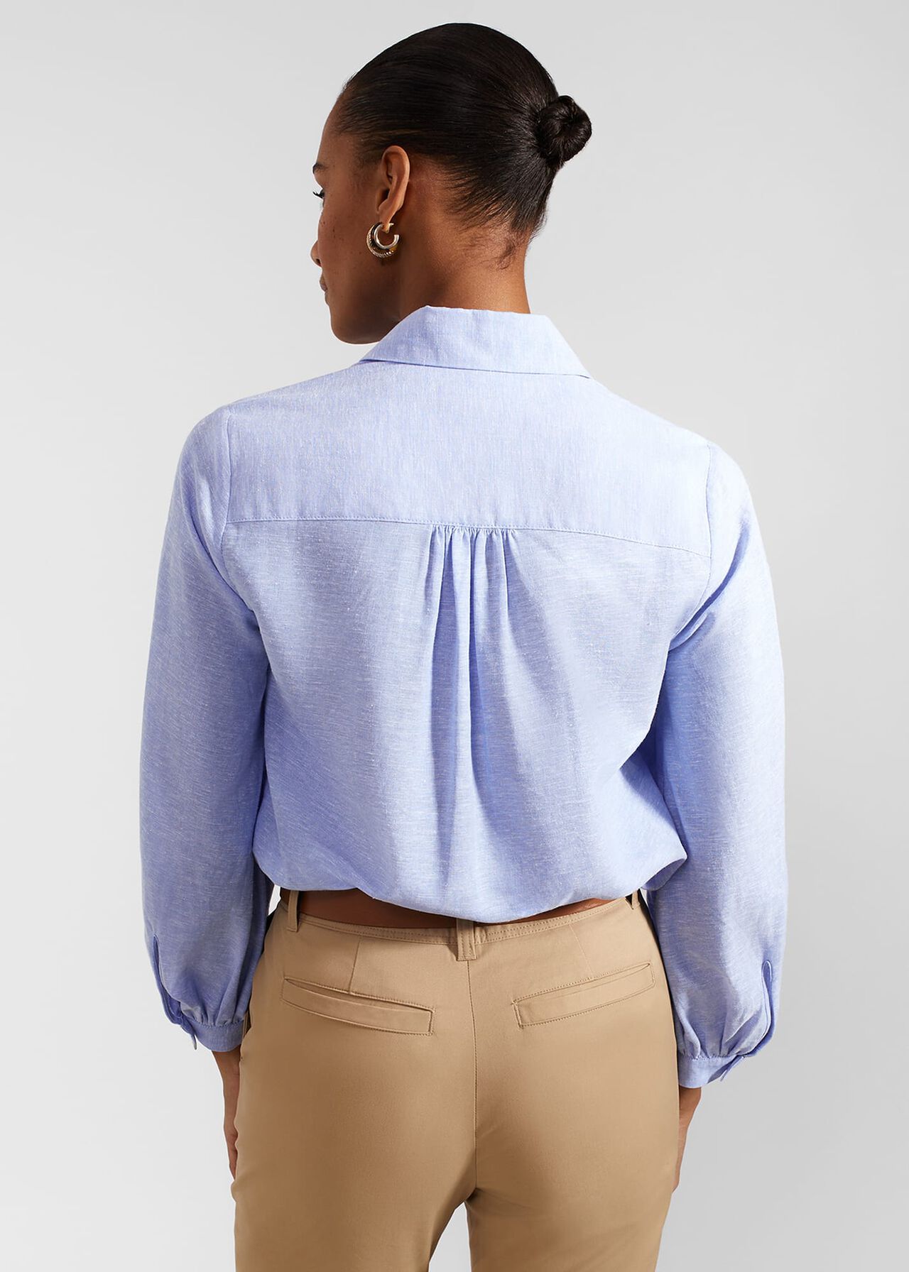 Sabrina Shirt With Linen, Blue, hi-res