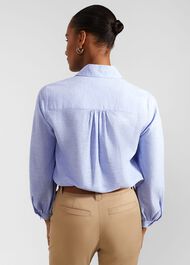 Sabrina Shirt With Linen, Blue, hi-res