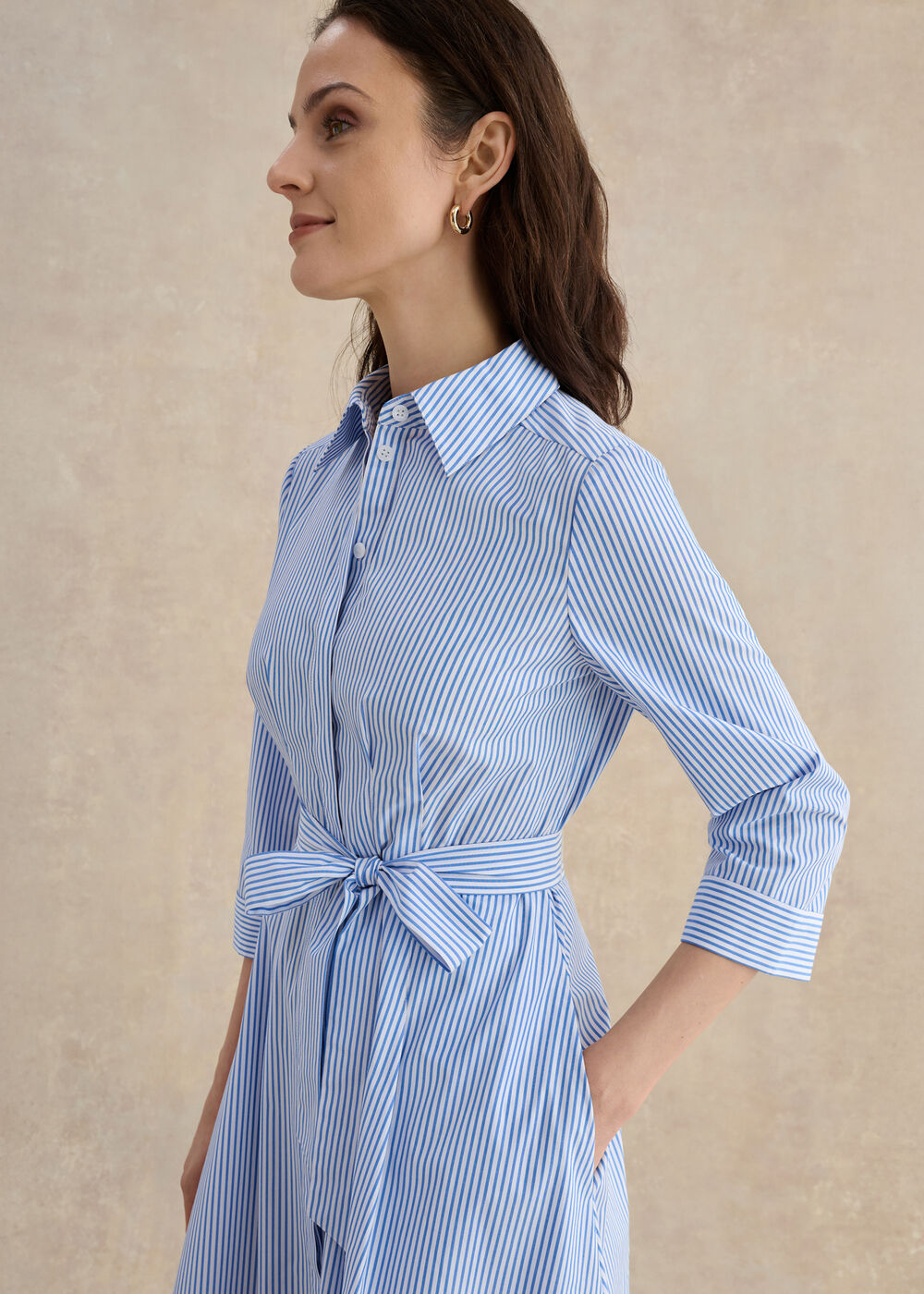 Petite Jane Shirt Stripe Dress, Blue Ivory, hi-res