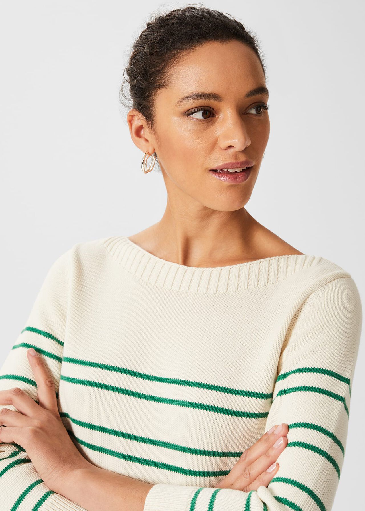 June Cotton Sweater, Ivory Green, hi-res