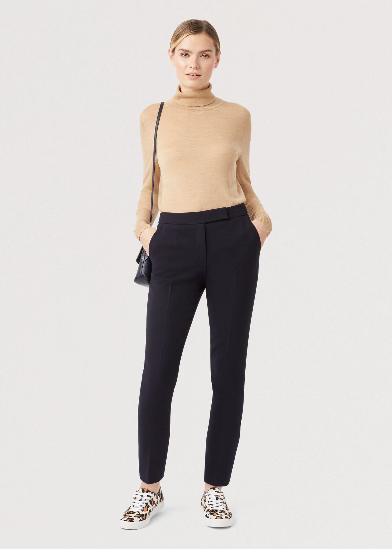 Petite Leila Slim trousers With Stretch, Navy, hi-res