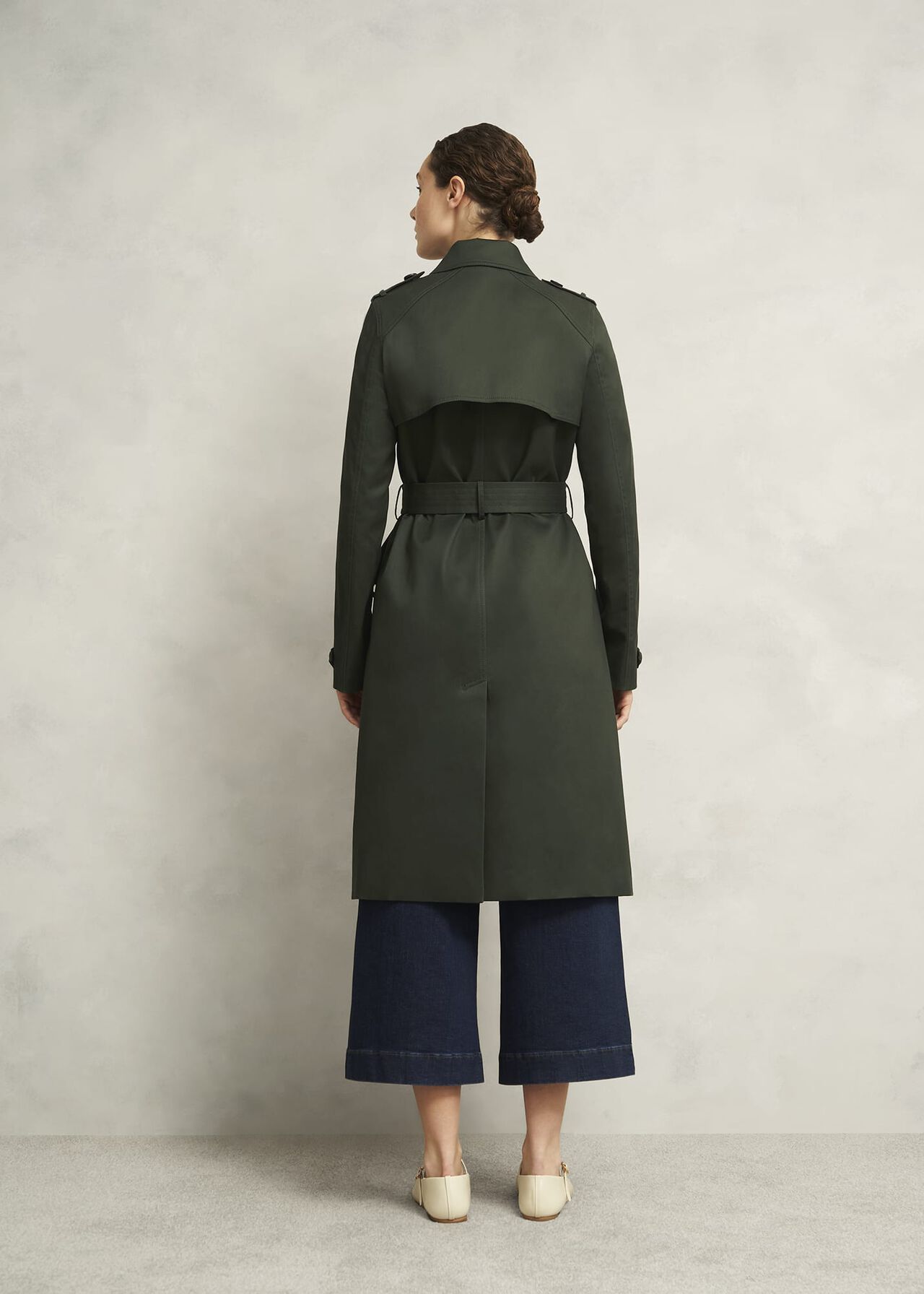 Hallie Shower Resistant Trench Coat, Woodland Green, hi-res