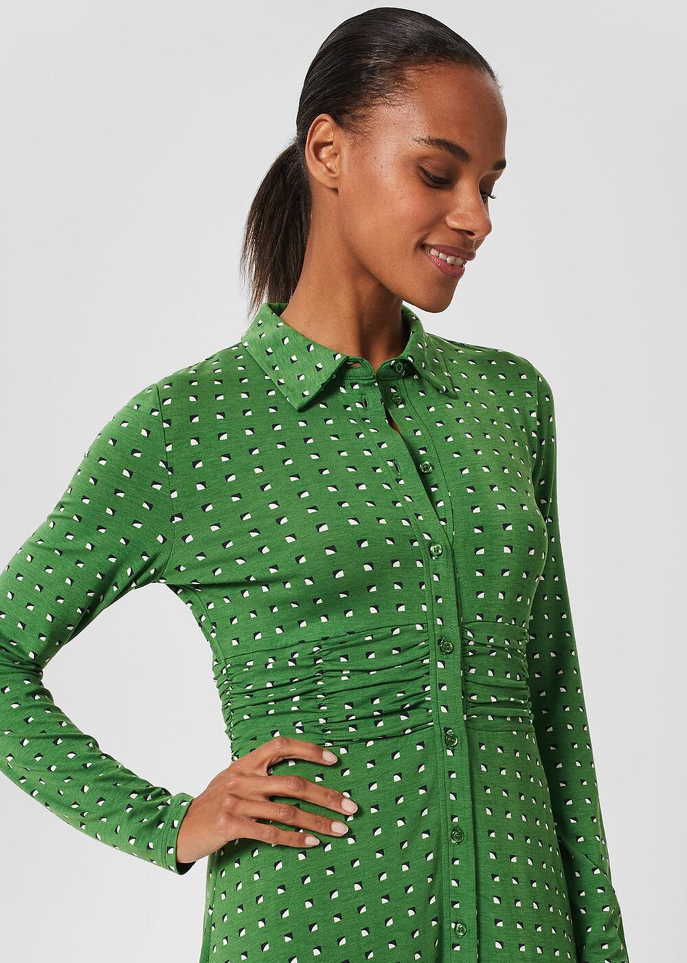 Nadina Jersey Dress, Pea Green, hi-res