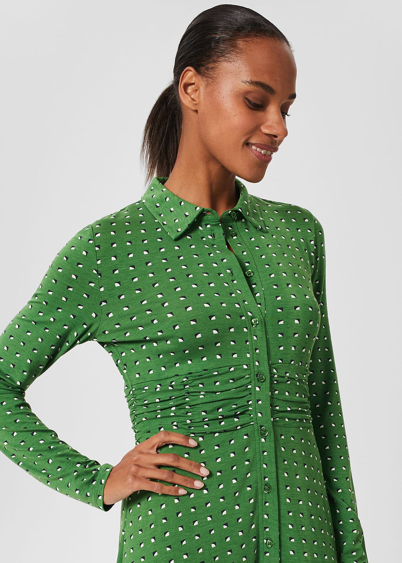 Nadina Jersey Dress, Pea Green, hi-res