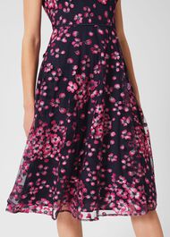 Tia Floral Embroidered Dress, Navy Pink, hi-res