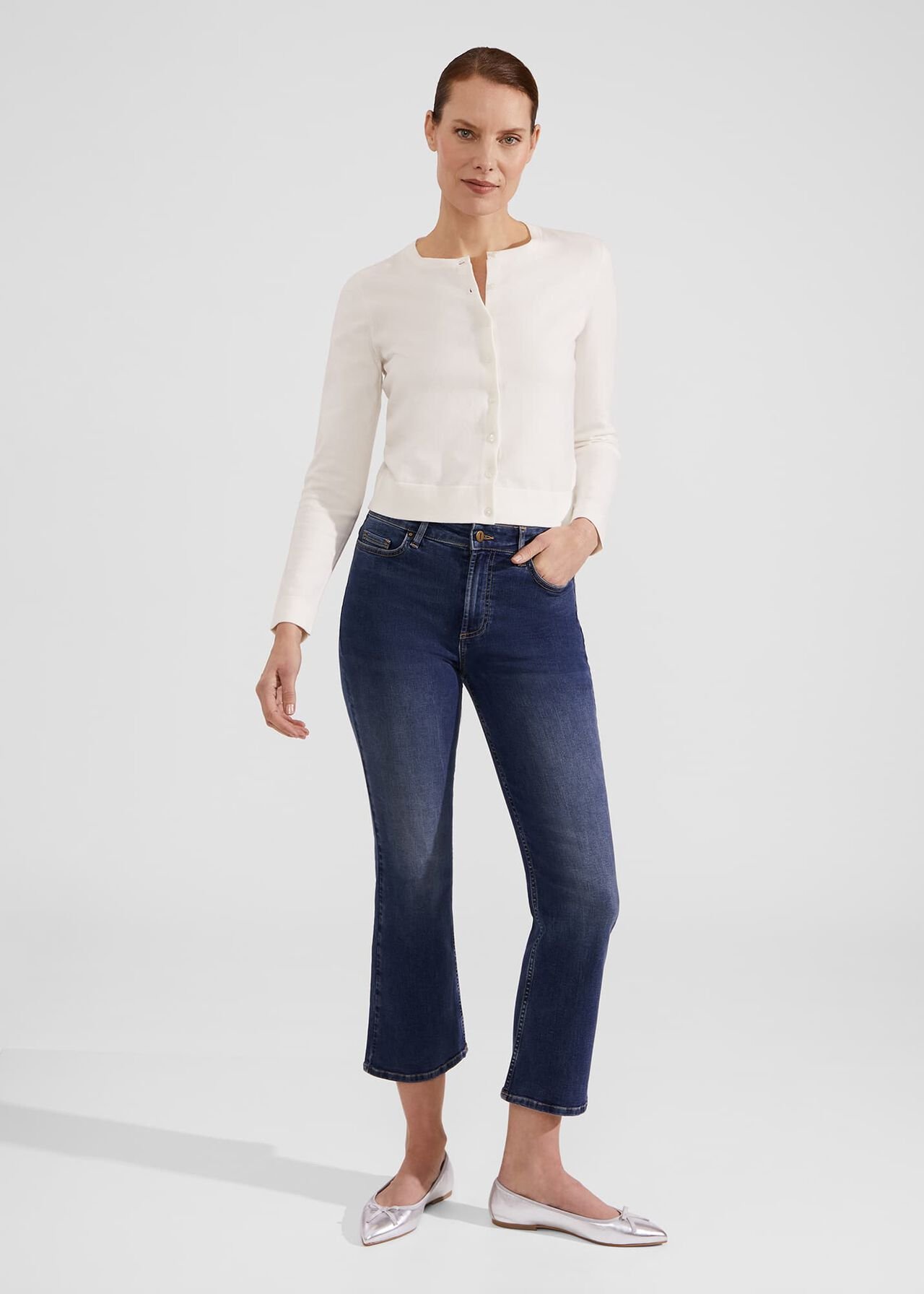 Michelle Cotton Cardigan, Ivory, hi-res