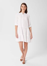 Ember Linen Dress, White, hi-res