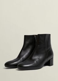 Evelyn Leather Ankle Boots, Black, hi-res
