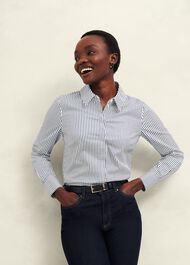 Victoria Cotton Blend Shirt, Blue White, hi-res