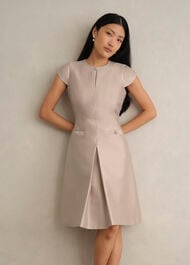 Avery Wool Silk Dress, Oyster, hi-res