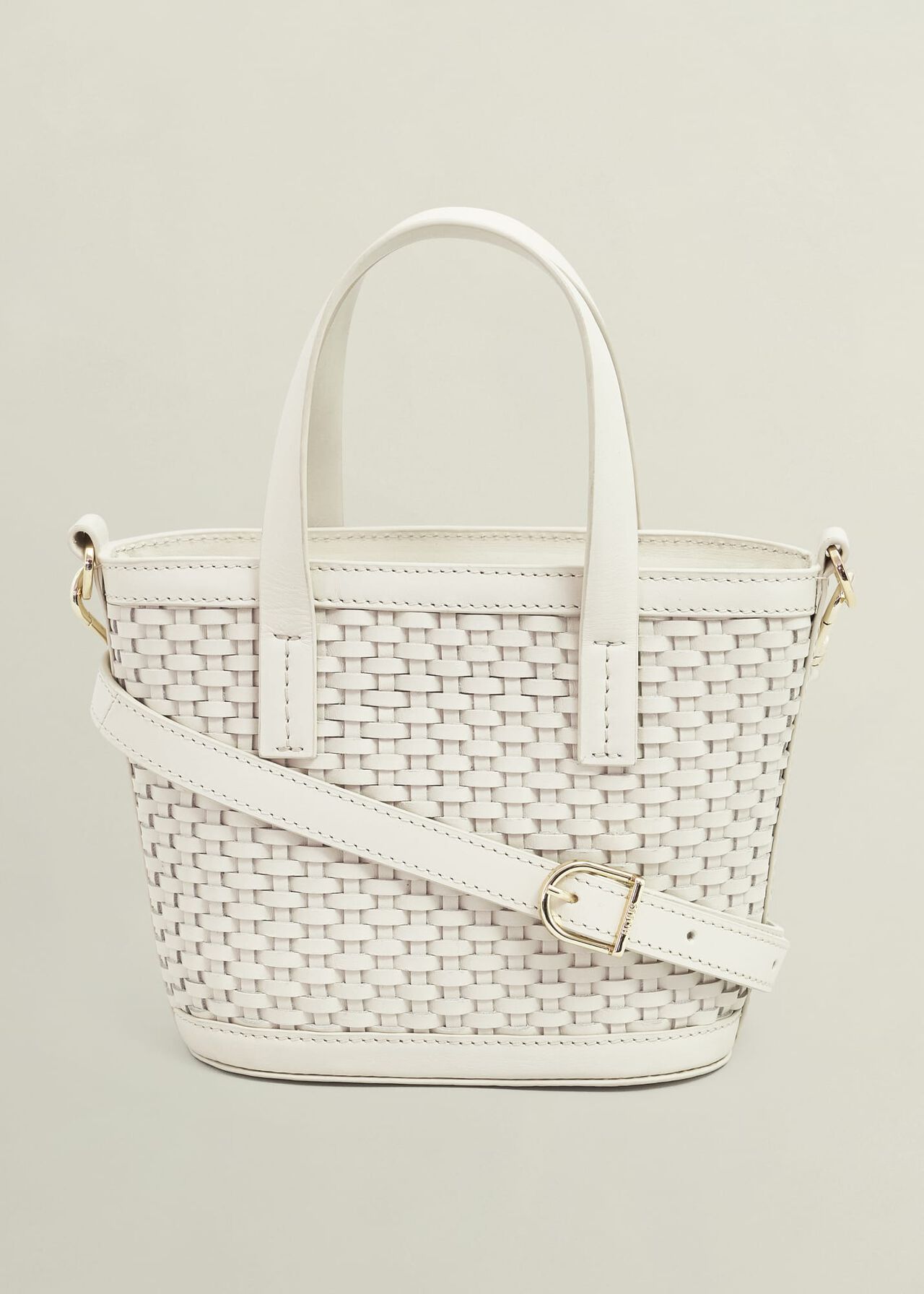 Posie Woven Leather Bag, Chalk Beige, hi-res