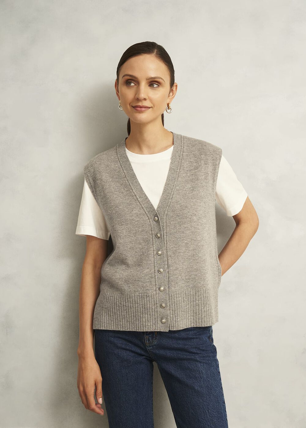 Maya Knitted Tank Top, Fawn Marl, hi-res