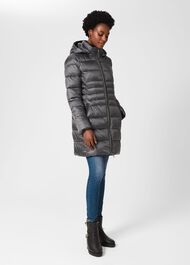 Danika Long Puffer Jacket With Hood, Charcoal Grey, hi-res