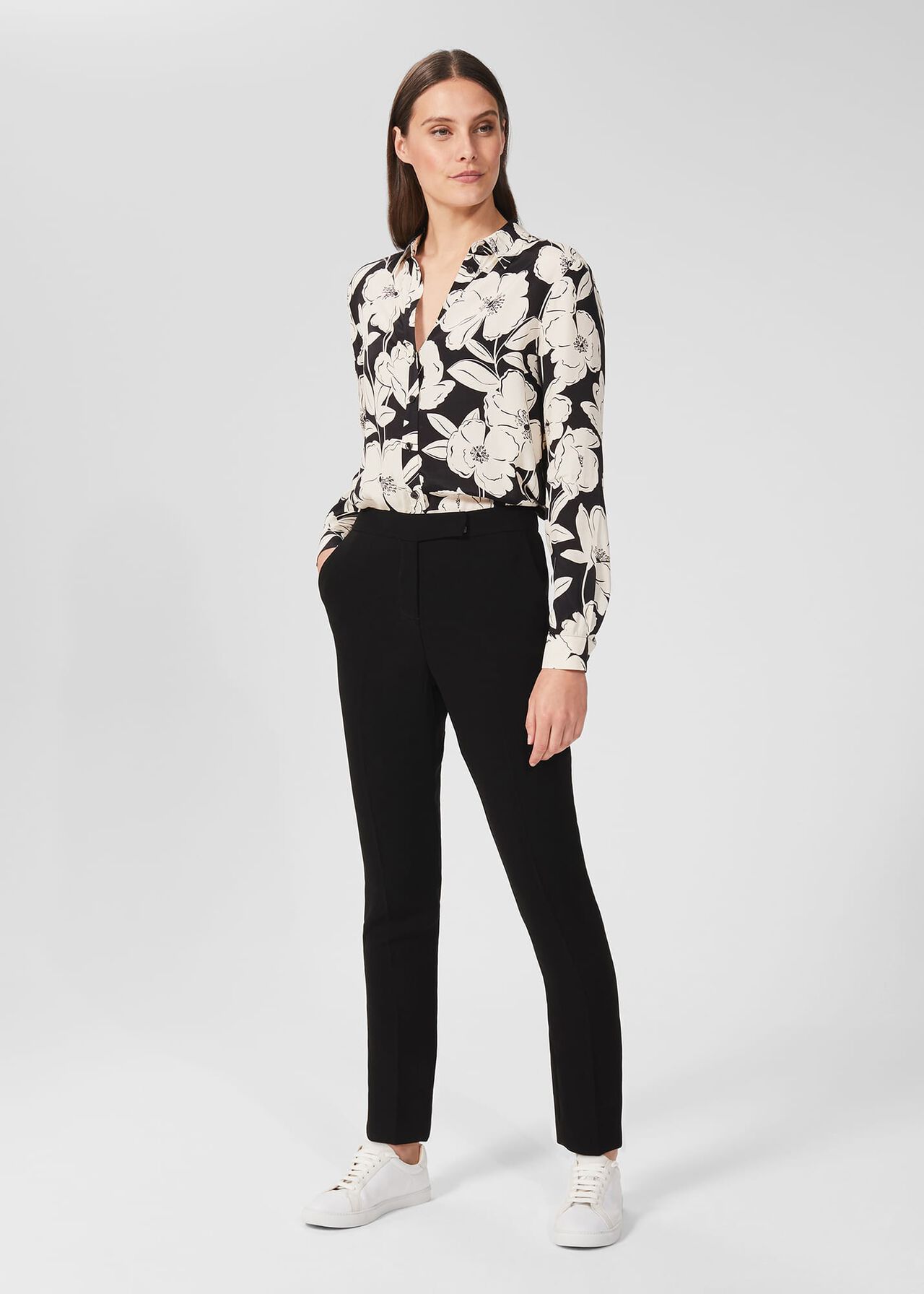 Lorraine Floral Shirt, Cream Black, hi-res