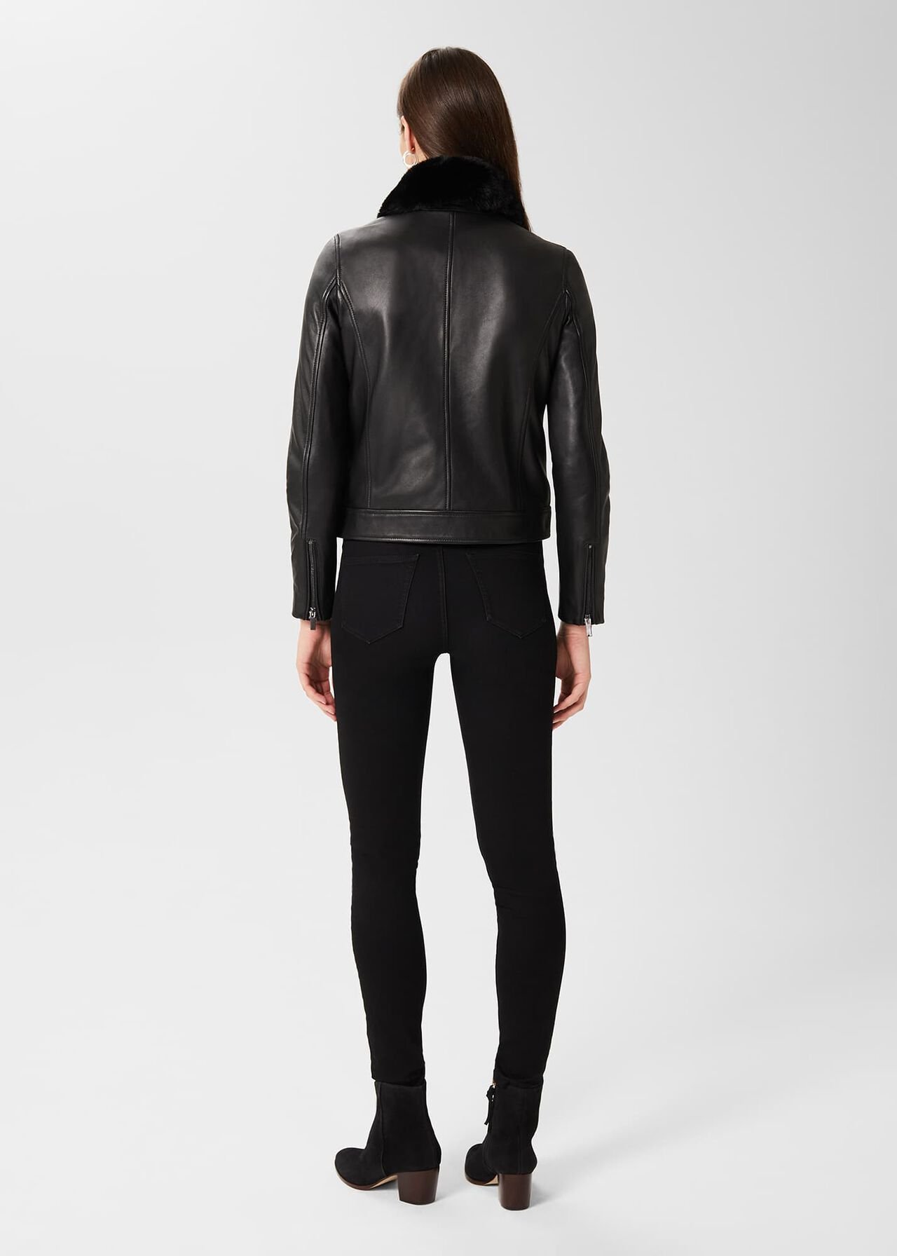 Sera Leather Jacket, Black, hi-res