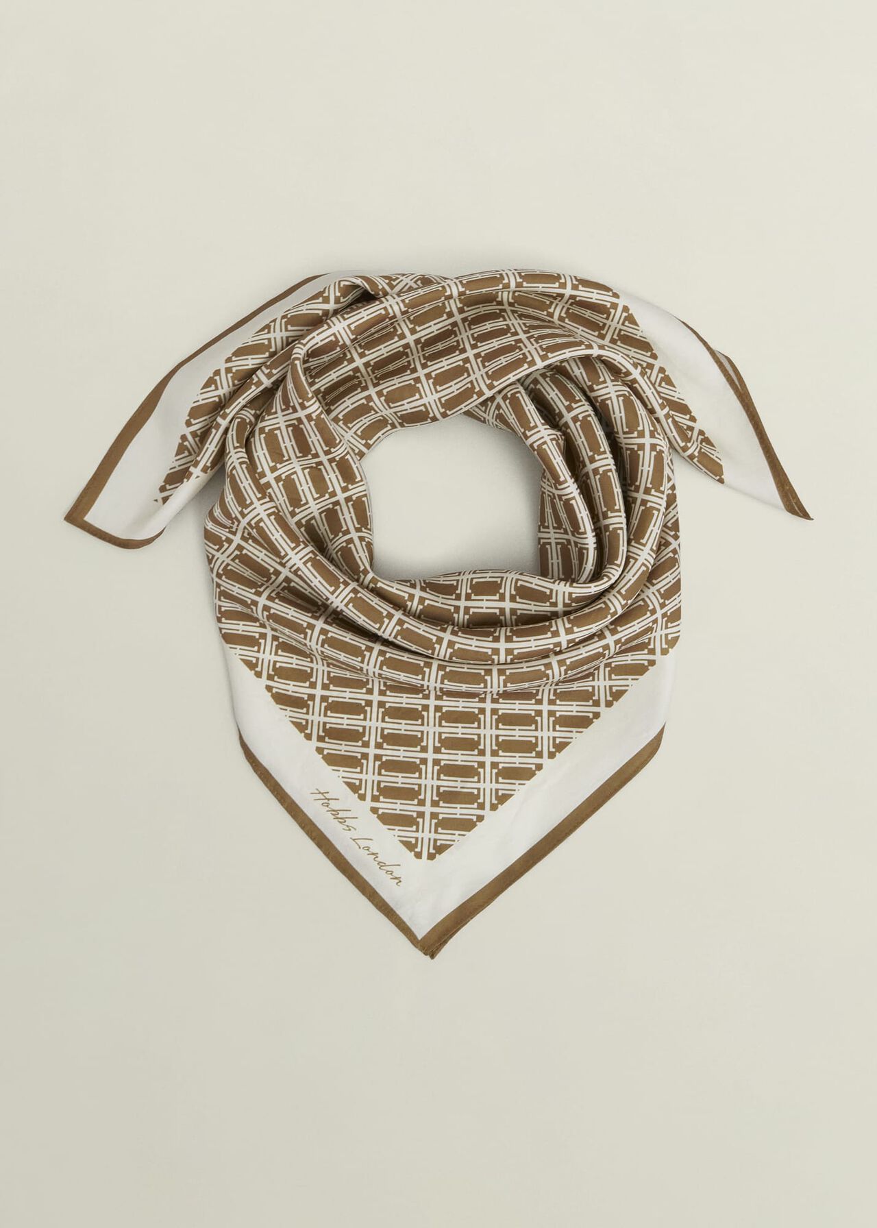 Milena Silk Scarf, Cream Camel, hi-res