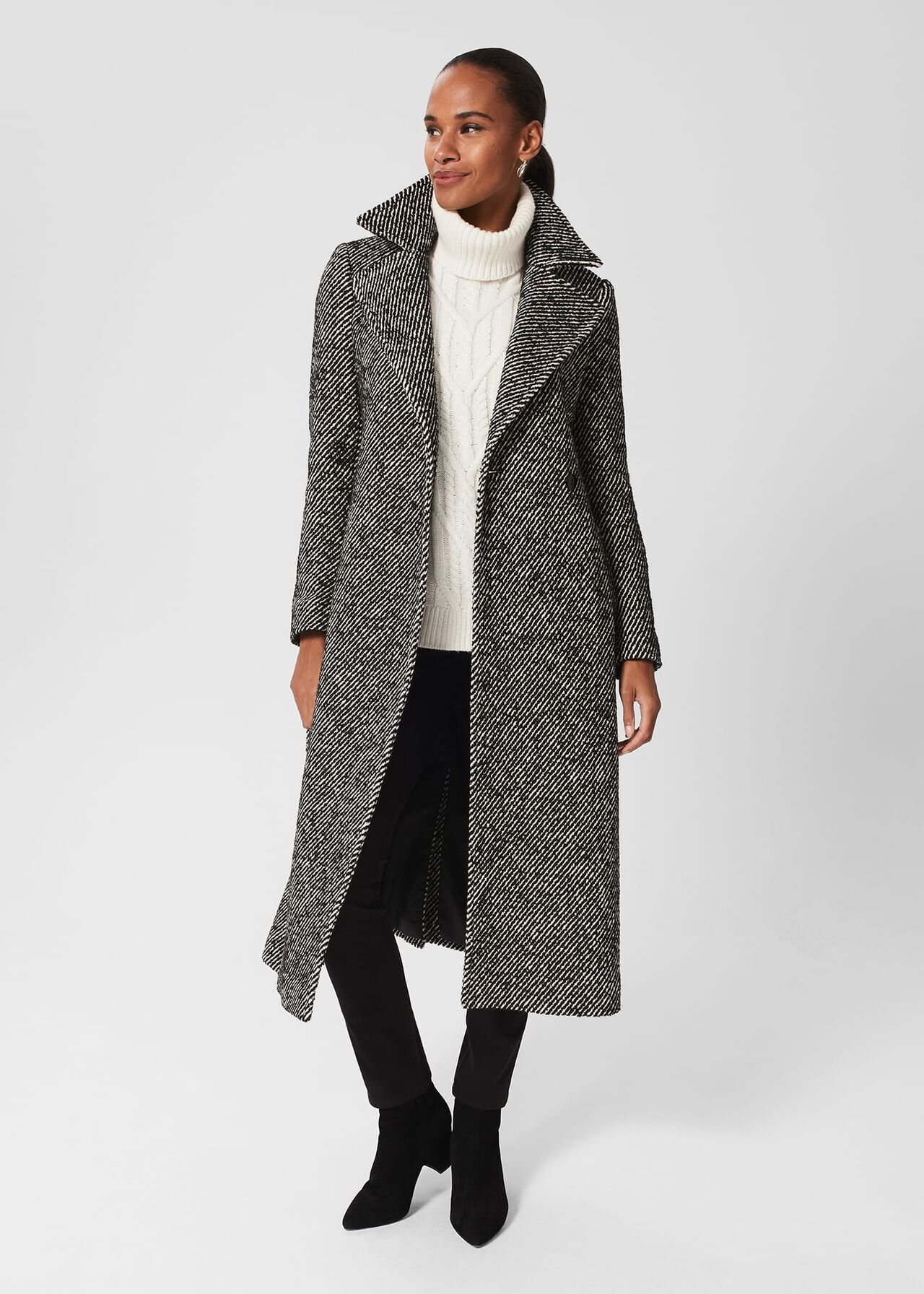 Gerrie Wrap Coat, Black White, hi-res