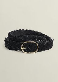 Meera Suede Woven Belt, Black, hi-res
