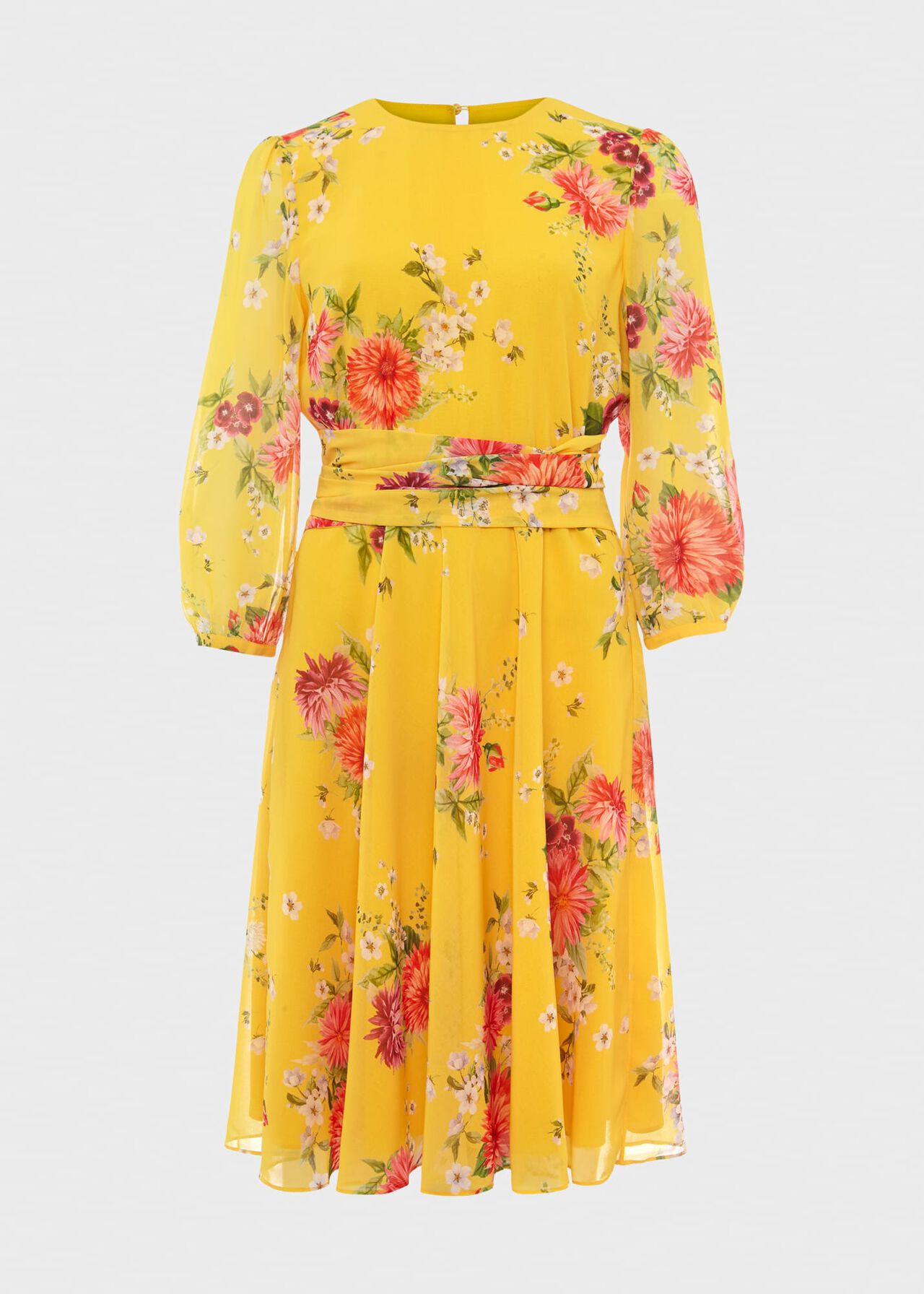 Jasmina Floral Fit And Flare Dress, Yellow Multi, hi-res