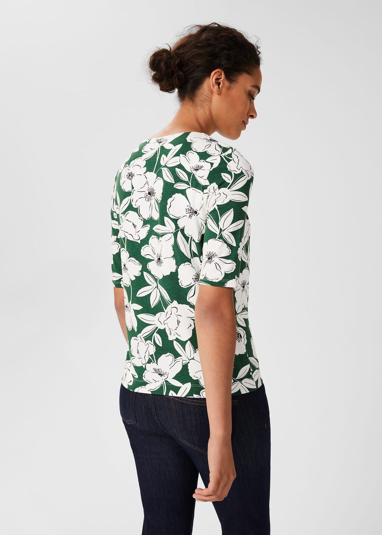 Viola Printed Top, Forest Green, hi-res