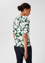 Viola Printed Top, Forest Green, hi-res