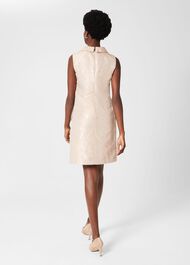 Rosalind Jaquard A Line Dress, Oyster Gold, hi-res
