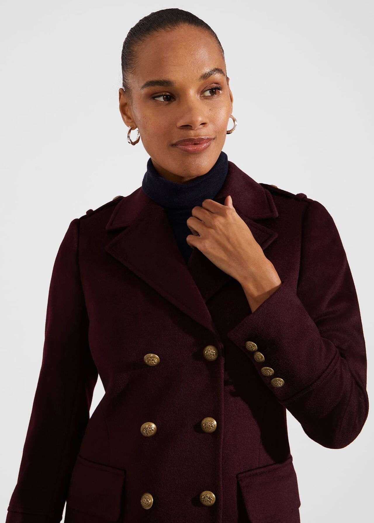 Bianca Maxi Wool Coat, Aubergine, hi-res