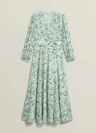 Thea Tie Belted Dress, Sage Green, hi-res