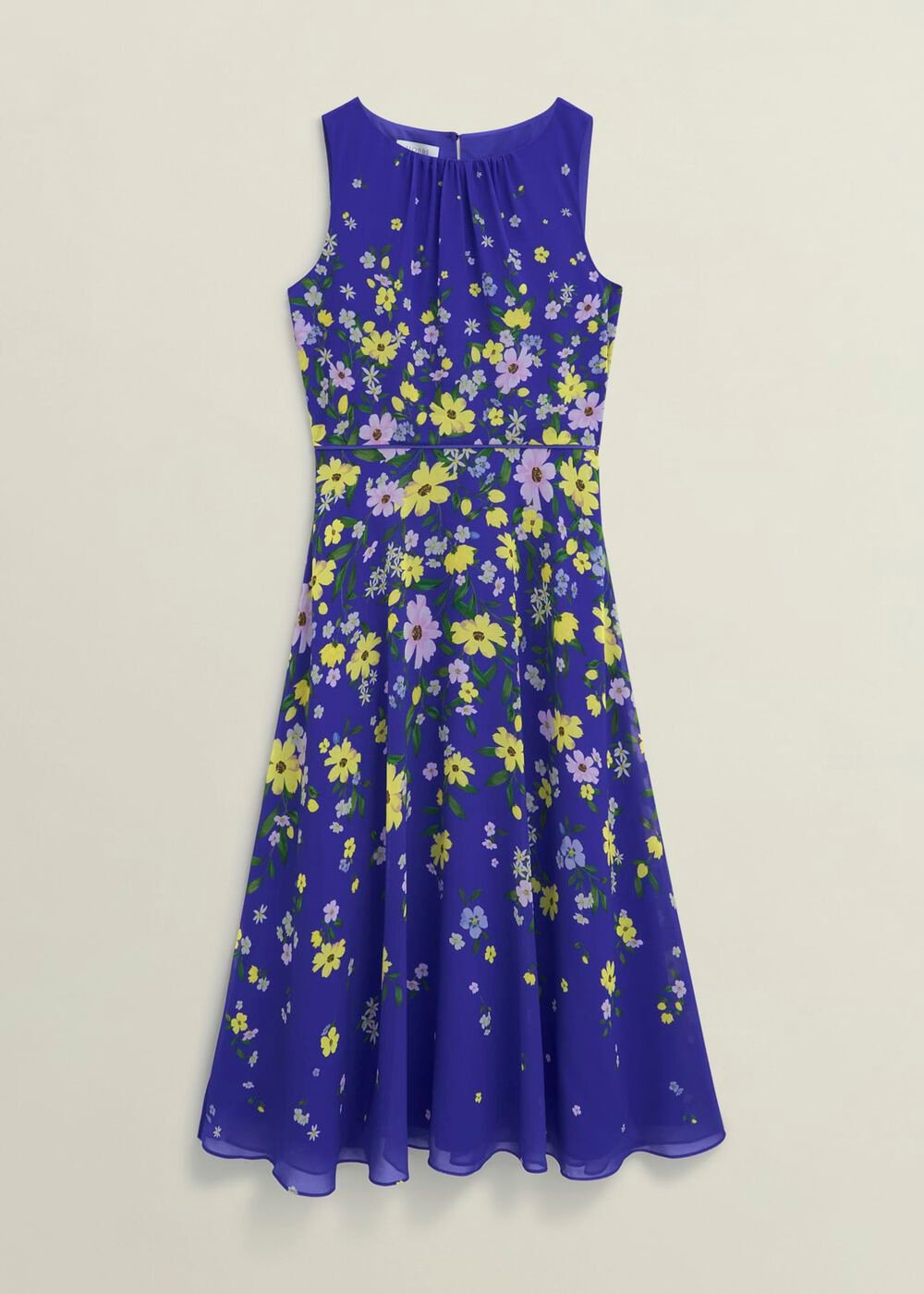 Petite Carly Gathered Neck Dress, Blue Multi, hi-res
