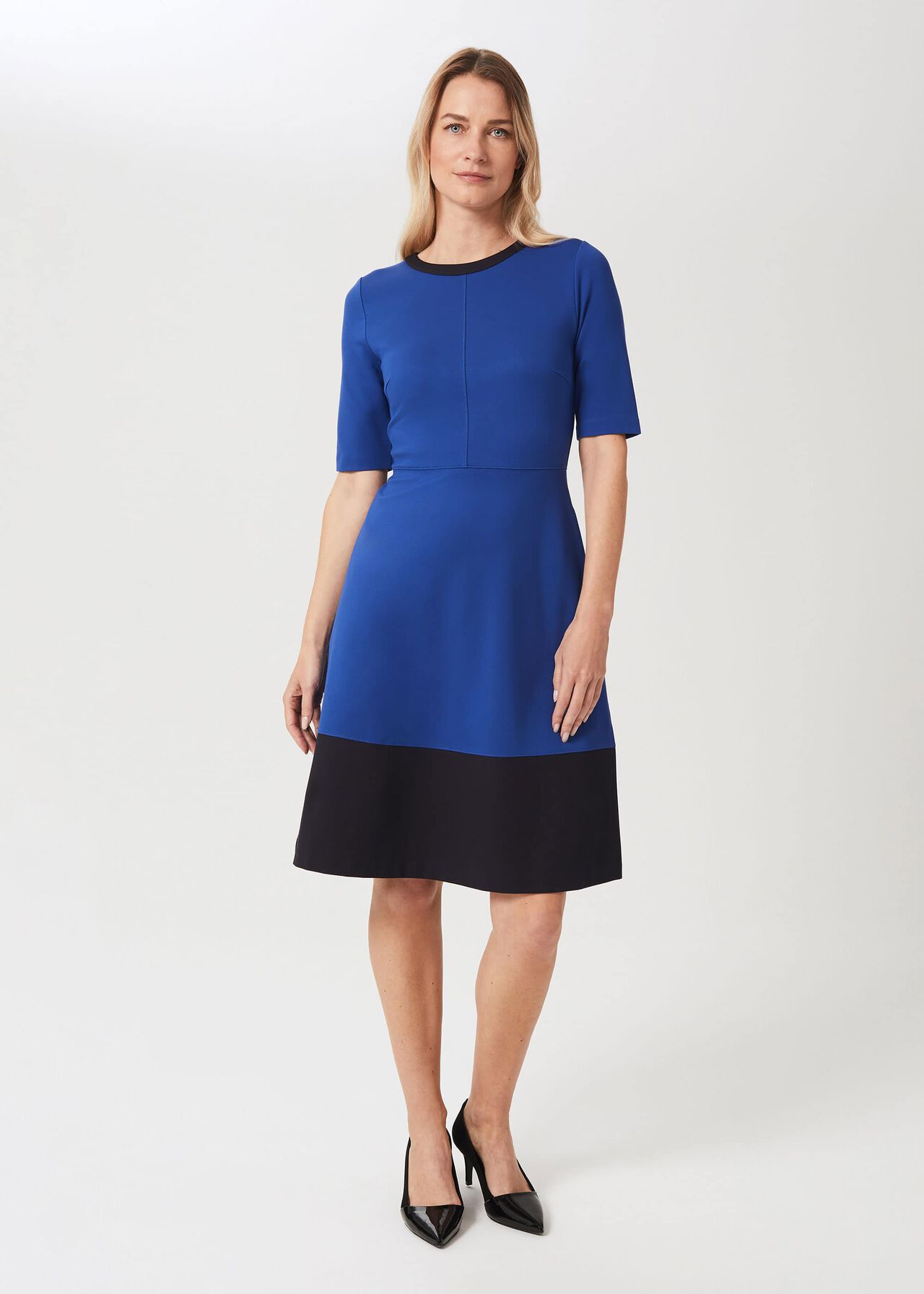Simona Ponte Jersey Fit And Flare Dress