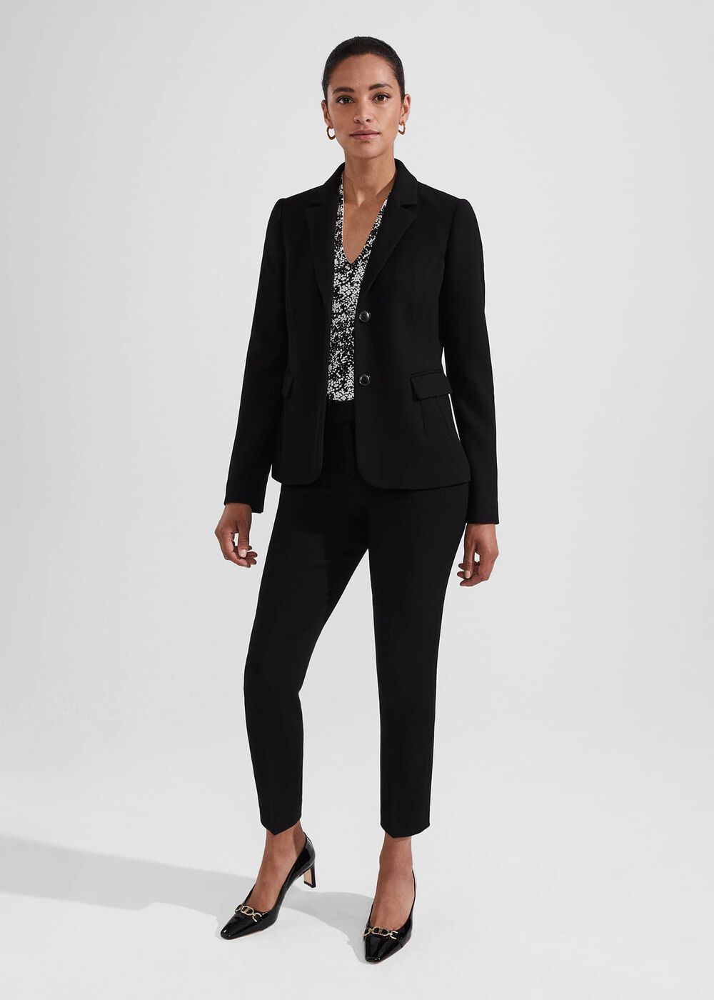 Aimee Printed Top, Black Ivory, hi-res