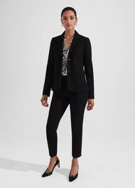 Aimee Printed Top, Black Ivory, hi-res