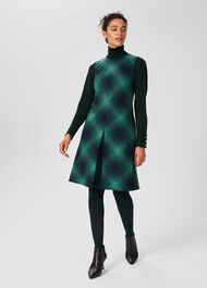 Mariella A Line Shift Wool Dress, Green Multi, hi-res