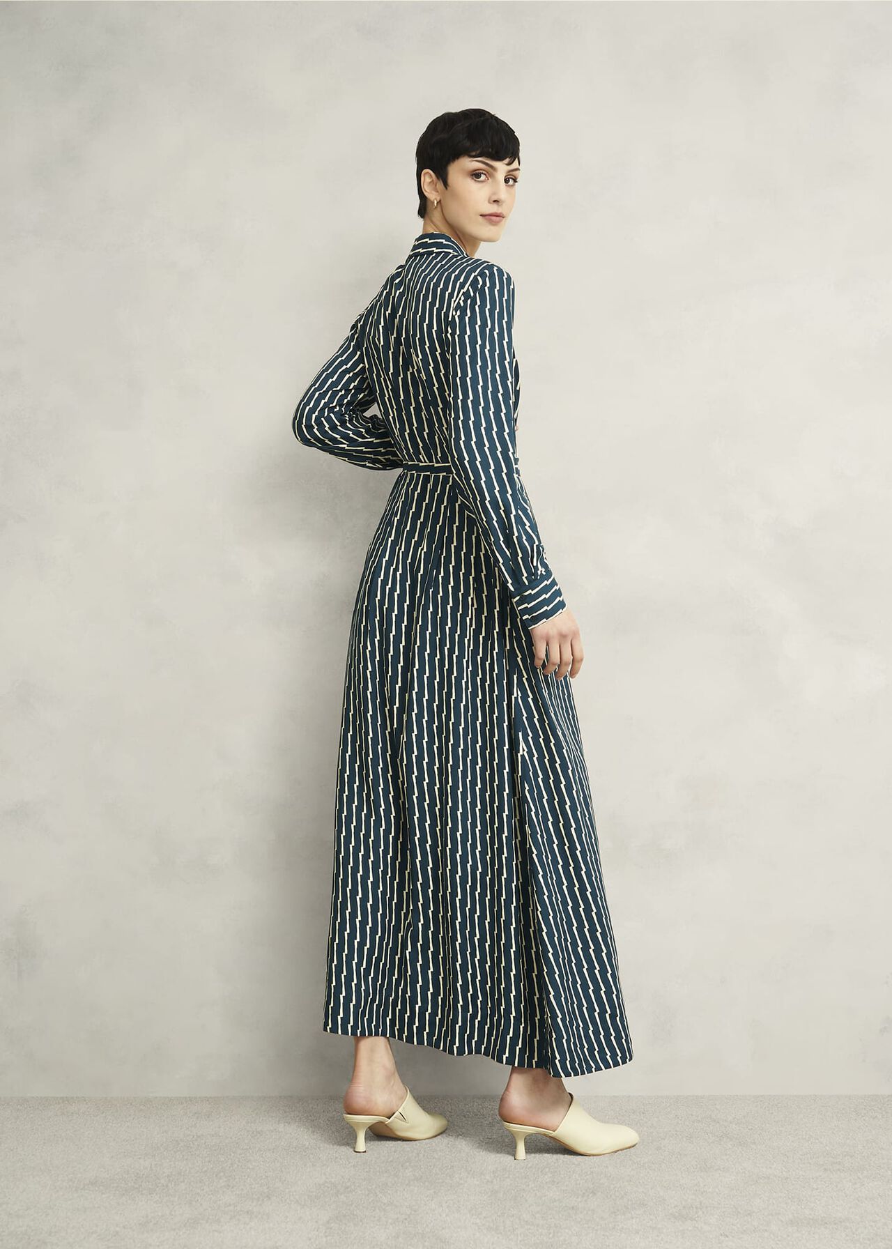 Serpentine Shirt Dress, Green Cream, hi-res
