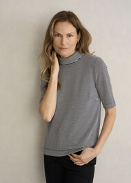 Tali Textured Top, Navy Ivory, hi-res