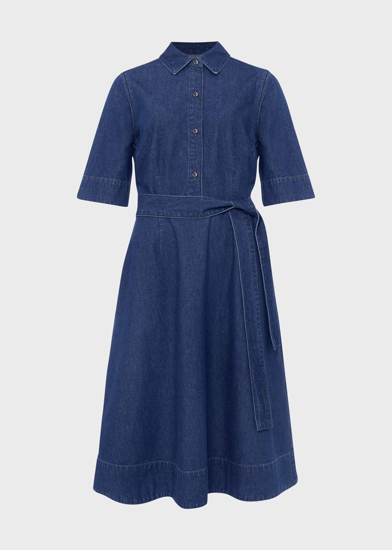 Fern Fit And Flare Denim Dress, Blue, hi-res