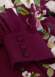Maribella Silk Floral Dress, Burgundy Multi, hi-res