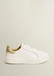 Dannie Leather Trainers, White, hi-res