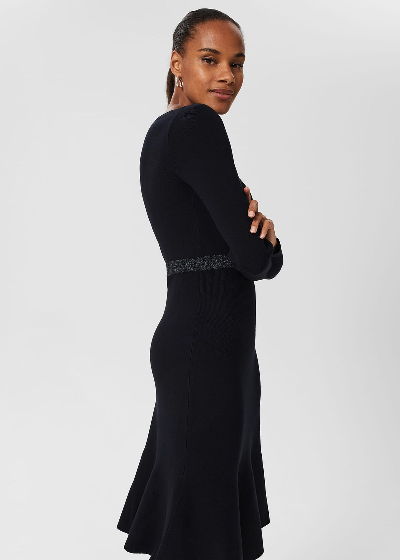 Cleo Knitted Dress, Navy, hi-res