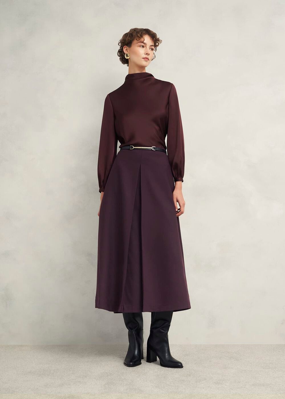 Lulworth Satin Blouse, Cocoa Brown, hi-res