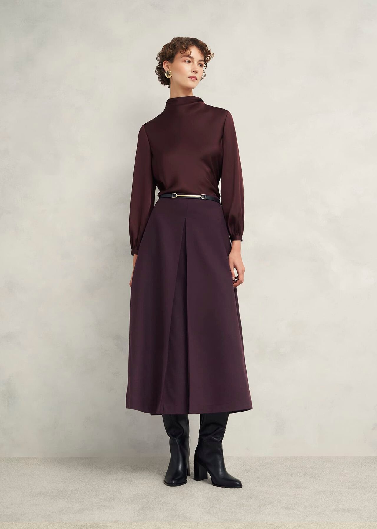 Lulworth Satin Blouse, Cocoa Brown, hi-res