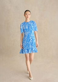 Iona Textured Dress, Blue Ivory, hi-res